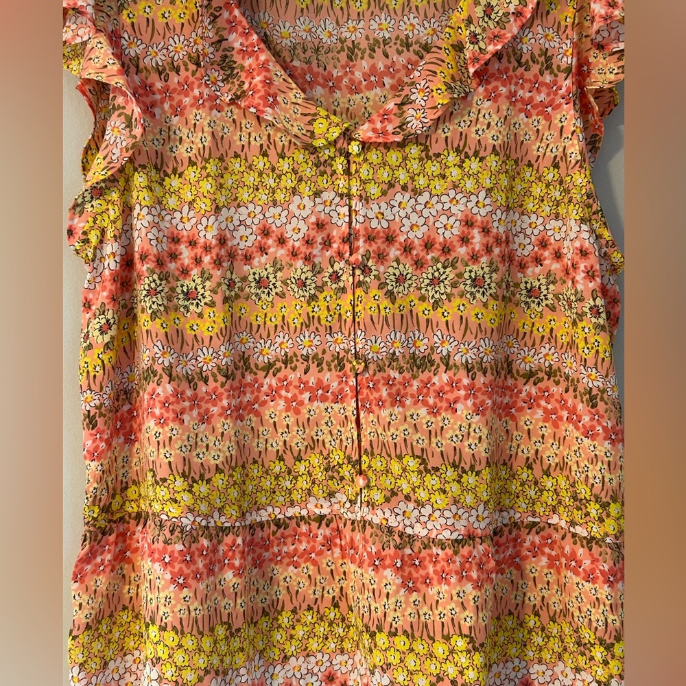 LOFT Outlet Floral Ruffle Sleeve Blouse - Size Small - Picture 4 of 5